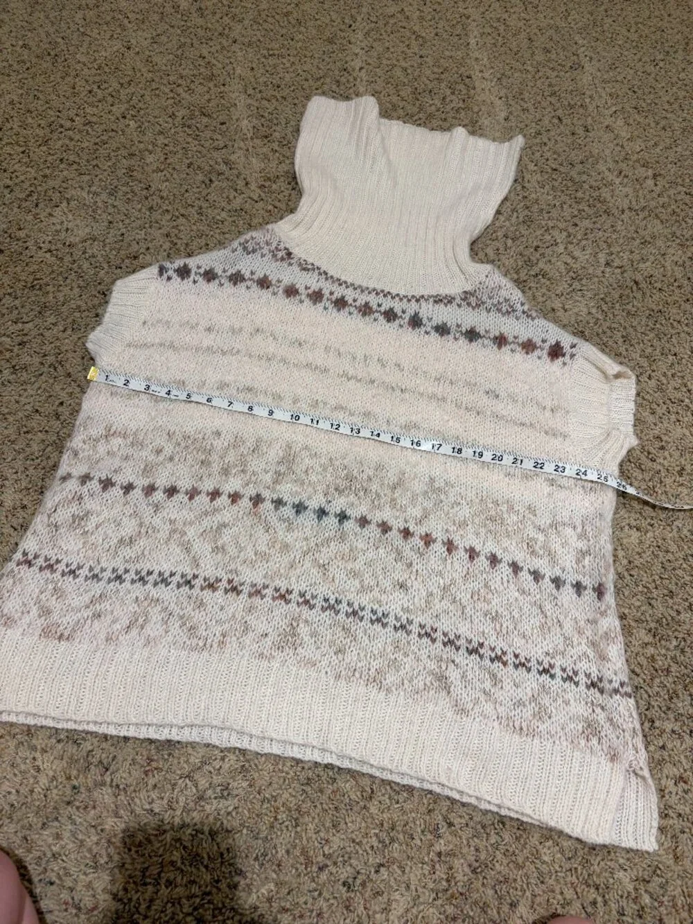 Free People Snow Bunny Sweater Vest Oversized Turtleneck Fair Isle